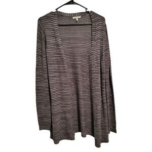 Maurices Gray Stripe Long Line Cardigan Sweater Size Medium